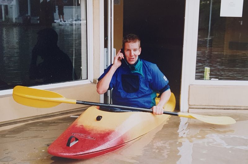 Mike Rhodes kayaking